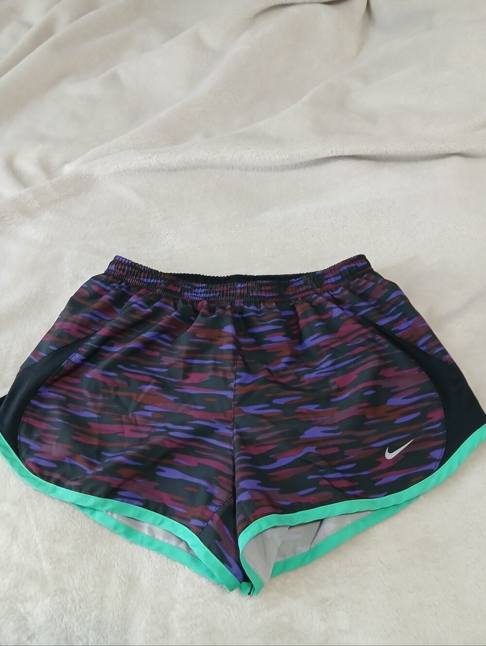 Nike Purple Camo Athletic Shorts with Teal Trim